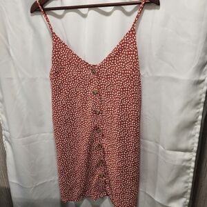 Pink Lily Sundress Women's Size‎ Large Floral Spaghetti Strap Button Front